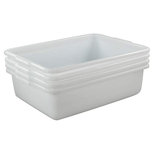  4-Pack 22 L Commercial Bus Tubs/Bus Box, White Large Plastic Tote Box