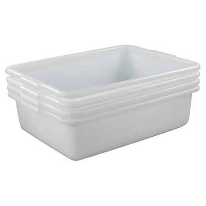  4-Pack 22 L Commercial Bus Tubs/Bus Box, White Large Plastic Tote Box
