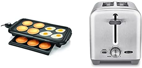 Bella Electric Griddle With Warming Tray - Smokeless Indoor Grill, Nonstick Surface, Adjustable Temperature & Cool-touch Handles, 10" X 18", Copper/Black