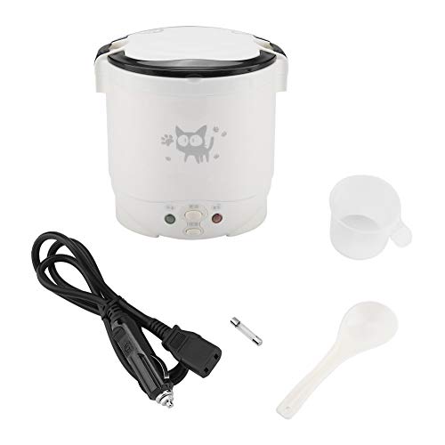  12V Car Rice Cooker, Portable Mini Rice Cooker 2 Cup Uncooked, 1L Small Electric Rice Cooker And Steamer, Travel Rice Cooker For 2 People, Perfect For RV, Truck, Camp Trip, White(White)