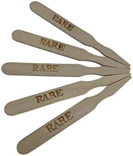  KingSeal 3.5 Inch Natural Birch Wood Steak Markers, Heat Stamped, MED Well, Eco-Friendly, Bulk Pack - 500 Count Per Box