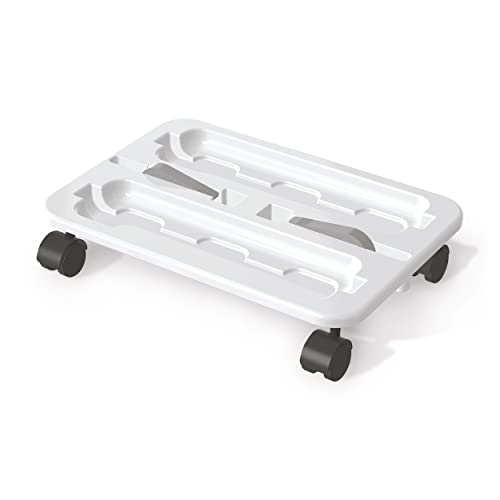  Stack 'N Go Caddy Wheel Base, Craft Organizer, Compatible With Deflecto Desk Supplies Organizer Caddy, White, 16"W X 3 1/4"H X 11"D (29443CR)
