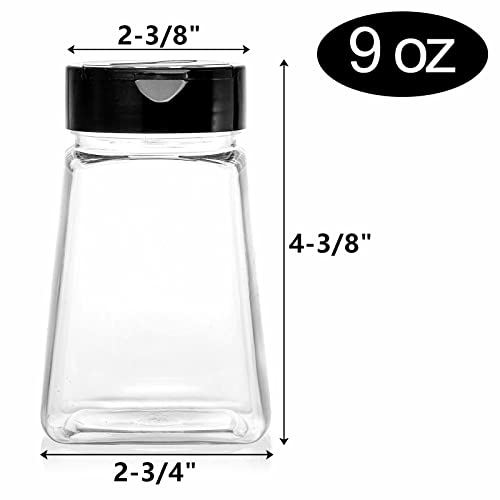  24 Pack Clear Plastic Spice Jars With Black Flap Cap, 9OZ Seasoning Jars Storage Container Bottle To Pour Or Sifter Shaker For Storing Spice, Herbs And Powders