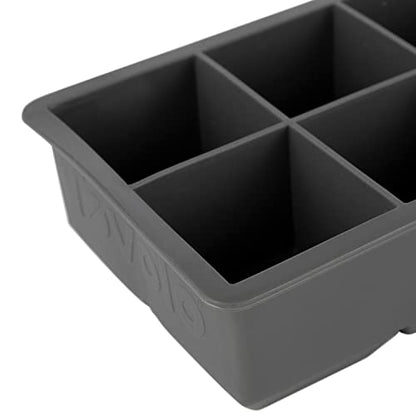  King Cube Ice Tray (Charcoal) - Reusable & Large Silicone Molds For Whiskey, Cocktails, Coffee, Bartender Accessories, & Smoothies / BPA-Free & Dishwasher-Safe