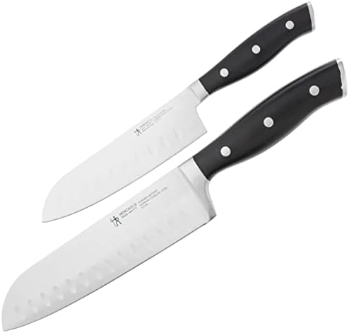  Forged Premio Hollow Edge Santoku Knife, 7-inch, Black/Stainless Steel