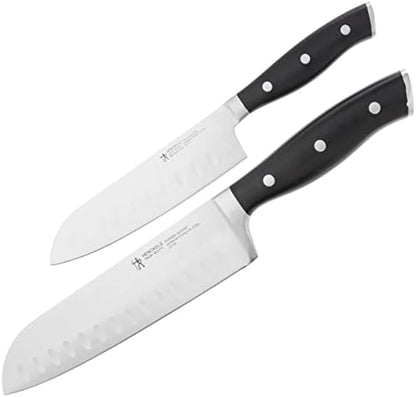  Forged Premio Hollow Edge Santoku Knife, 7-inch, Black/Stainless Steel
