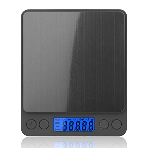  Gram Scale, Mafiti Kitchen Scale Digital Weight Mini Grams Jewelry Scale 3000gx0.5g With LCD Display Stainless Steel For Cooking Baking Jewelry Weight Postal (Battery No Include) 1Pack (Silver)