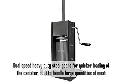Weston Manual Vertical Sausage Stuffer, 7-Pound Capacity , Dual Speed, Easy Clean Up