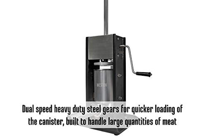 Weston Manual Vertical Sausage Stuffer, 7-Pound Capacity , Dual Speed, Easy Clean Up