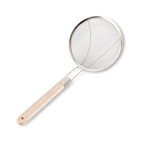  Enta Kitchen 7 Inch Fine Mesh Strainers, Premium Stainless Steel Colanders And Sifters For Baking, With Reinforced Frame And Sturdy Heat Resistant Wooden Handle, Perfect For Sift, Strain,Fried Food
