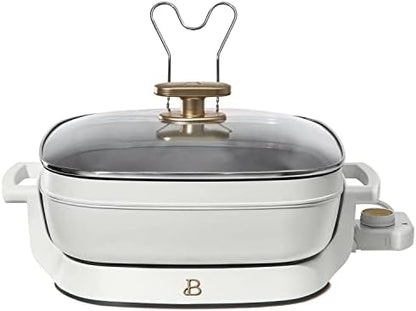  5-in-1 Electric Expandable Skillet, White Icing By Drew Barrymore, Up To 7 QT