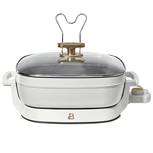  5-in-1 Electric Expandable Skillet, White Icing By Drew Barrymore, Up To 7 QT