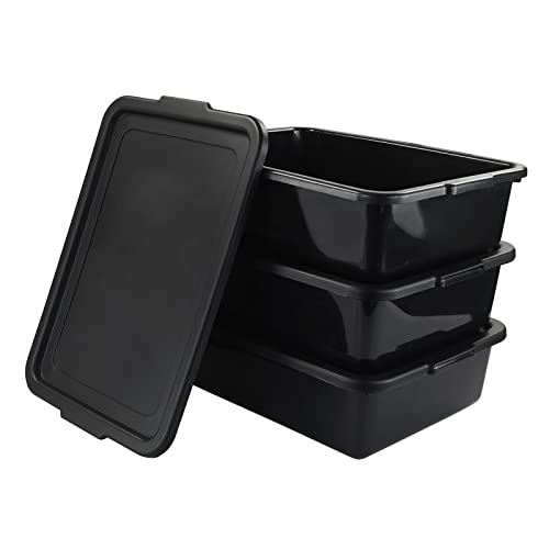  4-Pack 22 L Commercial Bus Tubs/Bus Box, White Large Plastic Tote Box
