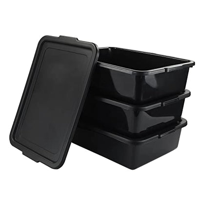  4-Pack 22 L Commercial Bus Tubs/Bus Box, White Large Plastic Tote Box