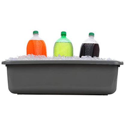  4-Pack Bus Tubs, Commercial Tote Box, Plastic Bus Box (13 L Capacity), Grey