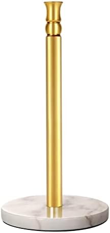  Paper Towel Holder Stand, One-Handed Ripping Paper Towel Roll Holder Countertop, Heavy Marble Base, NOT Tip Over - (Marble Base, Gold)