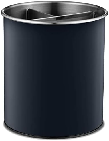  Xtra-Large Stainless Steel Kitchen Utensil Holder - 360° Rotating Utensil Caddy - Weighted Base For Stability - Utensil Crock With Removable Divider For Easy Cleaning - Countertop Utensil Organizer.