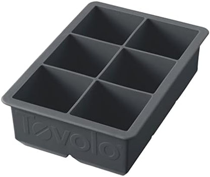  King Cube Ice Tray (Charcoal) - Reusable & Large Silicone Molds For Whiskey, Cocktails, Coffee, Bartender Accessories, & Smoothies / BPA-Free & Dishwasher-Safe