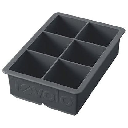  King Cube Ice Tray (Charcoal) - Reusable & Large Silicone Molds For Whiskey, Cocktails, Coffee, Bartender Accessories, & Smoothies / BPA-Free & Dishwasher-Safe