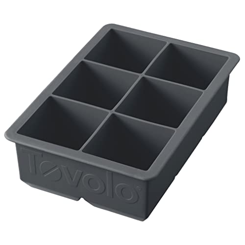  King Cube Ice Tray (Charcoal) - Reusable & Large Silicone Molds For Whiskey, Cocktails, Coffee, Bartender Accessories, & Smoothies / BPA-Free & Dishwasher-Safe