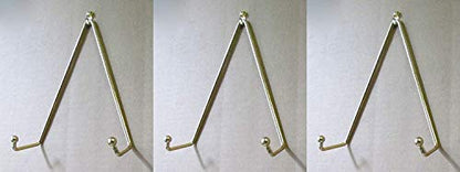  Brass Set Of 3 Plate Hangers, Displays Plates On Wall Size 8" To 11" In Diameter