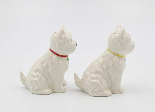  Fine Porcelain Ceramic West Highland White Terrier Western Terrier Westie Dog Salt And Pepper Shakers Set, 2-7/8" H