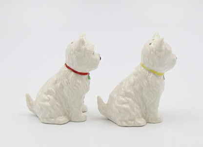  Fine Porcelain Ceramic West Highland White Terrier Western Terrier Westie Dog Salt And Pepper Shakers Set, 2-7/8" H
