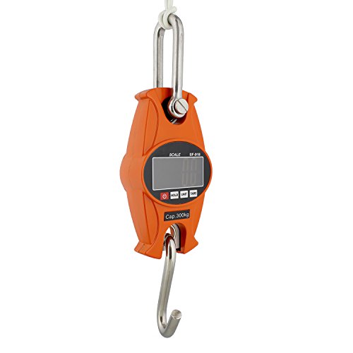  Digital Hanging Scale 660 Lb Hook Mini Crane Scale In Orange – For Lamb, Calf, Fishing, Hunting Weight