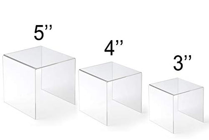  ® 3'' 4'' 5'' -6 PC Clear Acrylic Display Riser Jewelry Showcase Fixtures, Food Display Riser (Set Of 2)