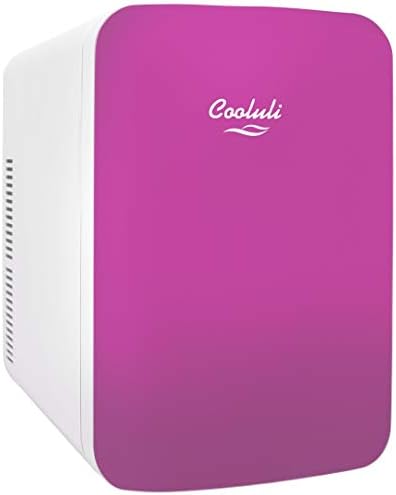  10L Mini Fridge For Bedroom - Car, Office Desk & College Dorm Room - 12v Portable Cooler & Warmer For Food, Drinks, Skincare, Beauty & Makeup - AC/DC Small Refrigerator With Glass Front, White