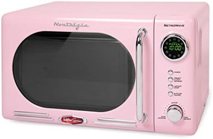  Retro Compact Countertop Microwave Oven, 0.7 Cu. Ft. 700-Watts With LED Digital Display, Child Lock, Easy Clean Interior, Black