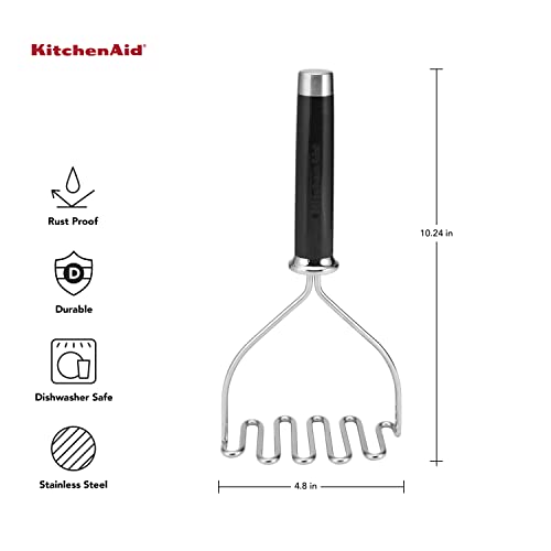  Gourmet Stainless Steel Wire Masher, 10.24-Inch, Black & KE112OHOBA KitchenAid Classic Euro Peeler, One Size Black 2