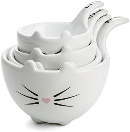  White Ceramic Dog Themed Kitchen Utensils: Measuring Cups And Spoons, Spoon Rest For Countertop - Cute Kitchen Accessories (Dog Measuring Spoons)