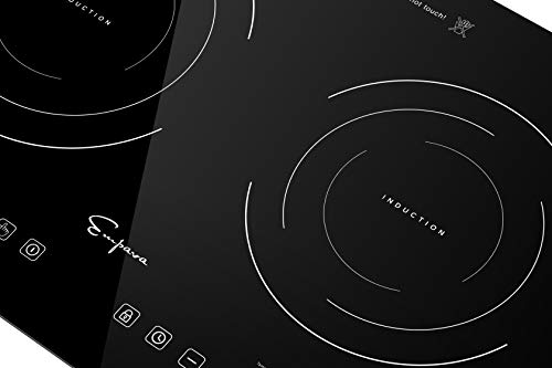  Electric Stove Induction Cooktop With 2 Burners In Black Vitro Ceramic Smooth Surface Glass 120V, 12 Inch