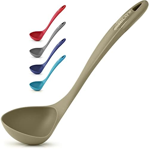  Soup Ladle Spoon With Comfortable Grip - Cooking And Serving Spoon For Soup, Chili, Gravy, Salad Dressing And Pancake Batter - Large Nylon Scoop & Soup Ladle Great For Canning And Pouring - Red