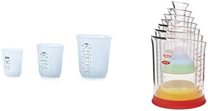 OXO Good Grips 3 Piece Squeeze & Pour Silicone Measuring Cup Set, Blue