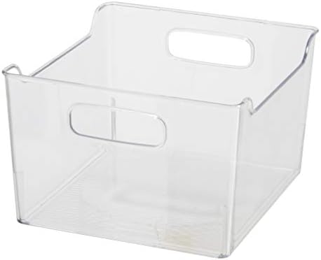  Storage Bin With Handles - Deep (9.75" X 9" X 6") - Ideal For Kitchen Organization, Pantry Storage, Fridge Organizing, Clear