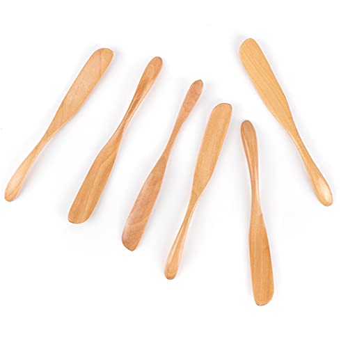  Framendino, 6 Pack Wooden Butter Spreaders Wood Cheese Peanut Jelly Jam Sandwich Cream Spreader Breakfast Dessert Condiment Spatula Spatulas For Kitchen Baking Tool Natural Color 6.5"