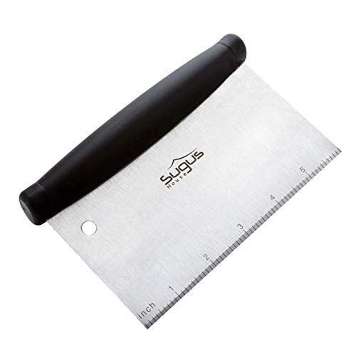  (6.3 X 3.9 X 1.3) Inch Premium 304 Stainless Steel Bench Scraper For Baking/Bench Chopper SUGUS HOUSE, Quick & Easy Multi-purpose Dough Scraper, Dough Cutter & Pastry Scraper