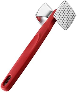  Spring Chef Meat Tenderizer, Heavy Duty Hammer Mallet Tool Chicken, Beef And Steak Pounder; Commercial Quality & Solid Construction, Dual Sided With Smooth & Textured Surface, Soft Grip Handle, Black