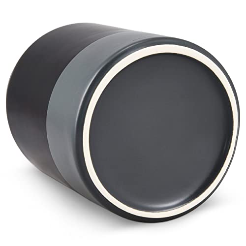 Cole & Mason H822140 Linton Black/Grey Utensil Pot Holder | Kitchen Organisation, Utensils Storage Jar | Ceramic | (H) 160 Mm X (D) 120 Mm | 2 Year Guarantee