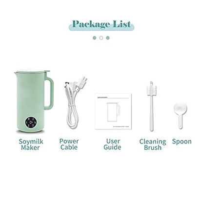  Soymilk Maker - 350mL Juicer Soy Milk Machine With Stainless Steel And Blade, Multi Cooker Mixer For Rice Cereal Boiling , US Plug 110V, Green