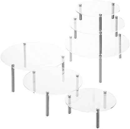  MyGift 6-Piece Set Countertop Round Clear Acrylic Server Dessert & Bakery Display Riser Stands