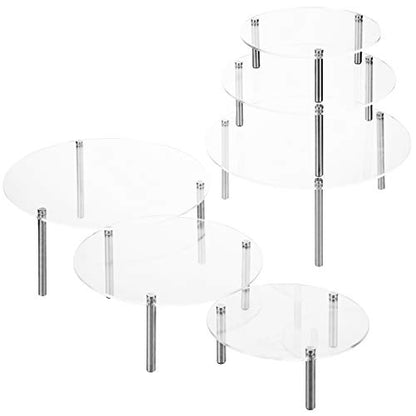  MyGift 6-Piece Set Countertop Round Clear Acrylic Server Dessert & Bakery Display Riser Stands