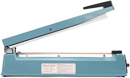  16 Inch Impulse Bag Sealer, Heat Sealer Machine Closer For Cookies, Manual Hot Sealing Machine For Poly Bag & Shrink Wrap With 2 Free Repair Kit (Blue)