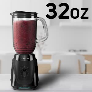 Taurus |Menina Glass| Blender With 2 Speed Control |Glass Jar 32 Oz | Modern Design| Compact Size | 300 W| Easy Fit System |Easy To Clean |Make It In Minutes