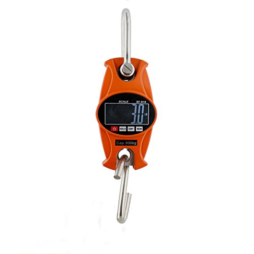  Digital Hanging Scale 660 Lb Hook Mini Crane Scale In Orange – For Lamb, Calf, Fishing, Hunting Weight