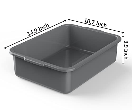  5-Pack Commercial Bus Tubs Box/Tote Box, Plastic Storage With Handles, Wash Basin Tub 8 Liter (Gray)