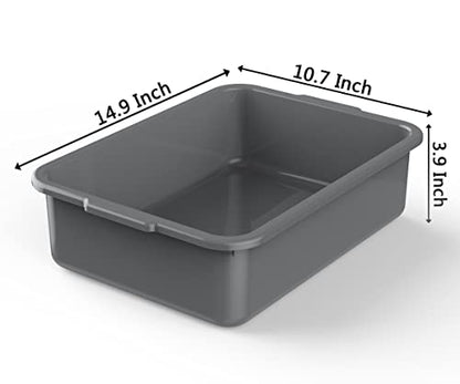  5-Pack Commercial Bus Tubs Box/Tote Box, Plastic Storage With Handles, Wash Basin Tub 8 Liter (Gray)