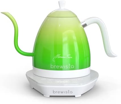  Artisan Electric Gooseneck Kettle, 1 Liter, For Pour Over Coffee, Brewing Tea, LCD Panel, Precise Digital Temperature Selection, Flash Boil And Keep Warm Settings (Pearl All White)